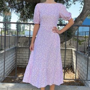 Who What Wear Pink Floral Linen Blend Dress XS